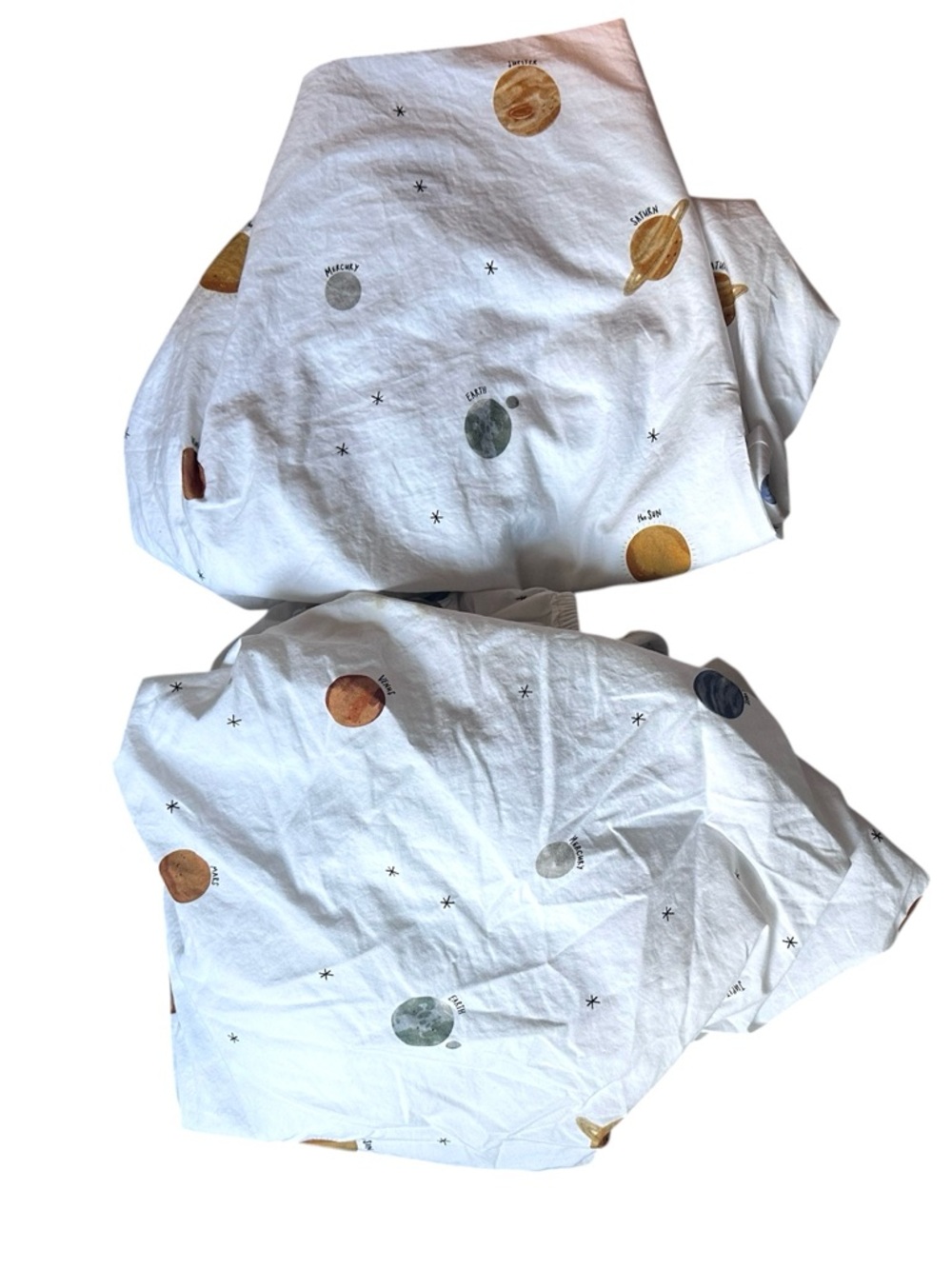 Crate & Kids Toddler Fitted Sheet/Flat Sheet Space Organic Cotton